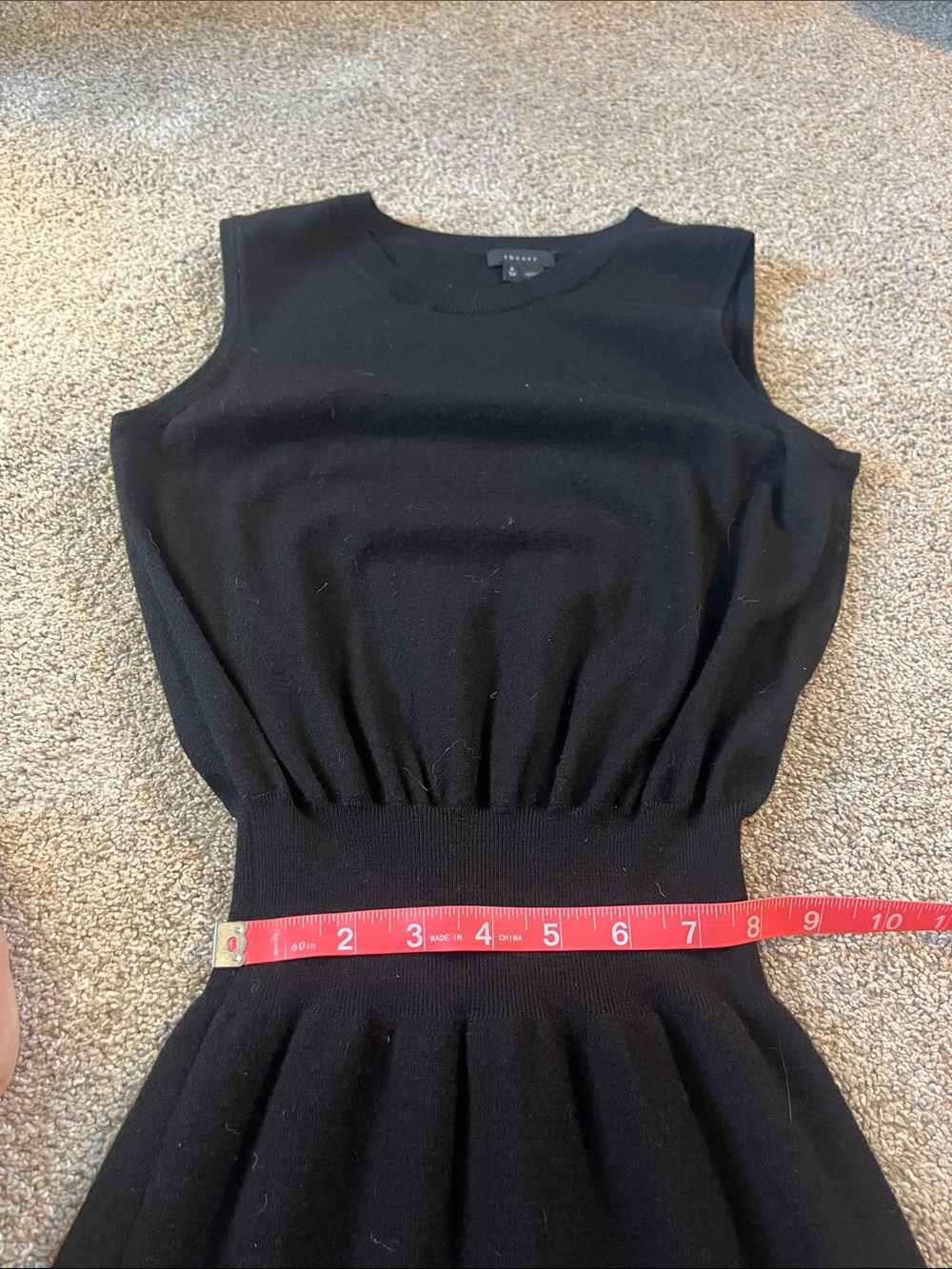 Theory wool blend little black sleeveless unlined summer dress sz P/XS Crewneck - Picture 5 of 6